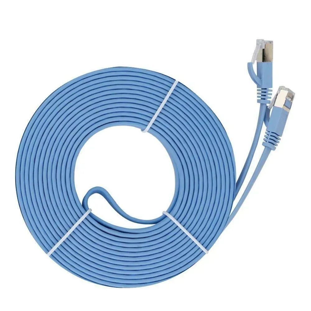 Flat Cat6 RJ45 Ethernet Patch Cable, Black, 5-Pack (5-Pack)
